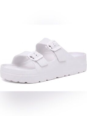 Women’s White Platform Slide Sandals - Casual Beach Slides